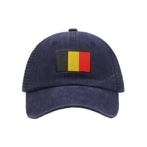 Embroidered Flag of Belgian Baseball Cap Belgian Flag Cowboy Mesh Sun Hats Belgium Trucker Hat for Men Women