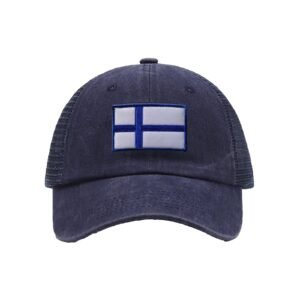 Embroidered Flag of Finland Baseball Cap Finland Flag Cowboy Mesh Sun Hats Finns Trucker Hat for Men Women