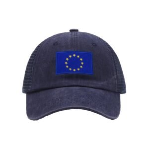 Embroidered Flag of Europe Baseball Cap Europe Flag Cowboy Mesh Sun Hats European Trucker Hat for Men Women