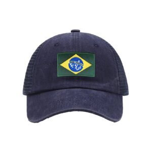 Embroidered Flag of Brazil Baseball Cap Brazil Flag Cowboy Mesh Sun Hats Brazilians Trucker Hat for Men Women