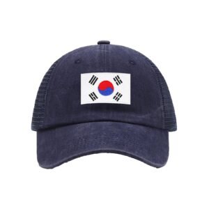 Embroidered Flag of Korea Baseball Cap Korea Flag Cowboy Mesh Sun Hats Korean Trucker Hat for Men Women