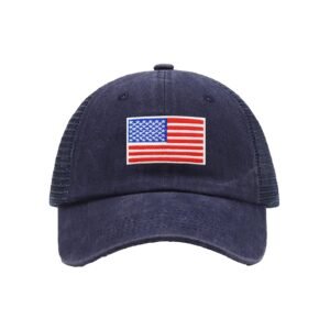 Embroidered Flag of United States Baseball Cap United States Flag Cowboy Mesh Sun Hats American Trucker Hat for Men Women
