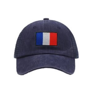Embroidered Flag of France Baseball Cap France Flag Cowboy Mesh Sun Hats French Trucker Hat for Men Women
