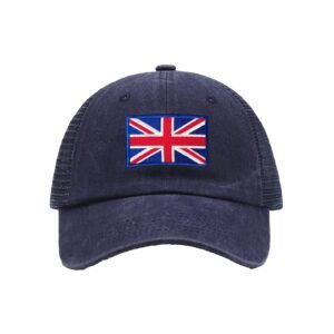 Embroidered Flag of United Kingdom Baseball Cap United Kingdom Flag Cowboy Mesh Sun Hats British Trucker Hat for Men Women