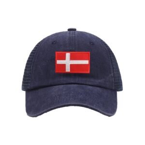Embroidered Flag of Denmark Baseball Cap Denmark Flag Cowboy Mesh Sun Hats Danish Trucker Hat for Men Women