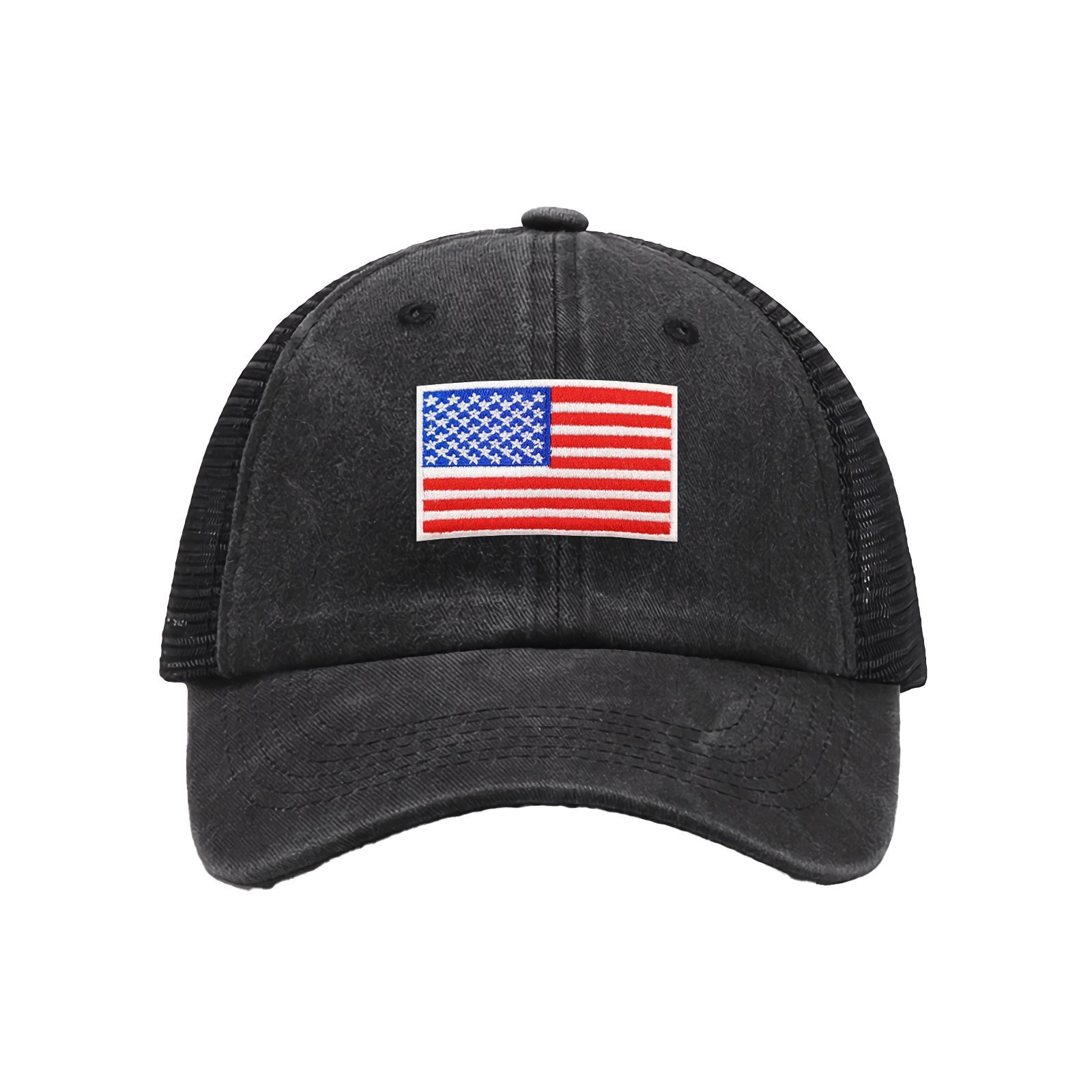 Cappellino da baseball con bandiera degli Stati Uniti ricamata, cappelli da cowboy in rete con bandiera degli Stati Uniti, cappellino da camionista americano per uomo e donna - Image 2