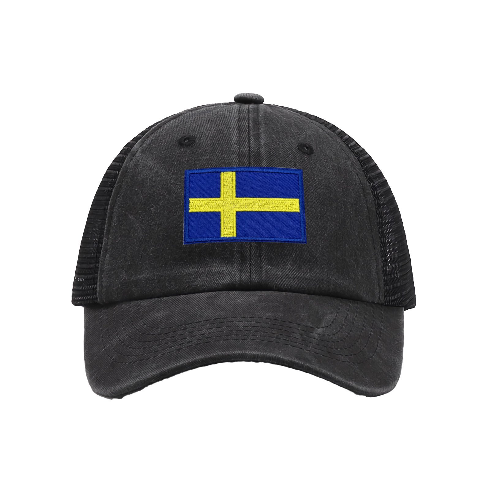 Czapka baseballowa z haftowaną flagą Szwecji, kowbojska, z siateczki, z flagą Szwecji, czapka typu trucker dla mężczyzn i kobiet - Image 2