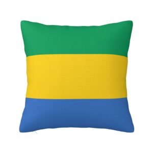Square Throw Pillow Covers for Gabon Flag Pillowcase for Gabonese Couch Sofa Bedroom