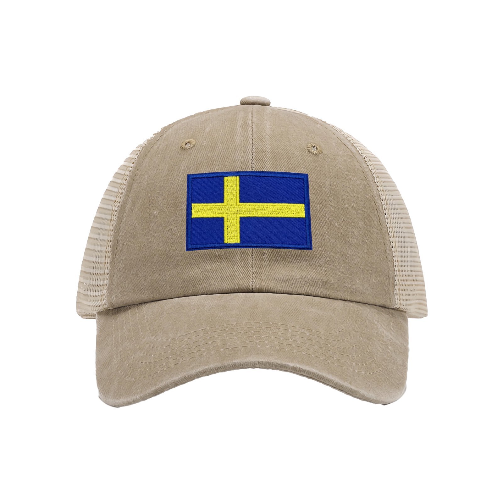 Czapka baseballowa z haftowaną flagą Szwecji, kowbojska, z siateczki, z flagą Szwecji, czapka typu trucker dla mężczyzn i kobiet - Image 3