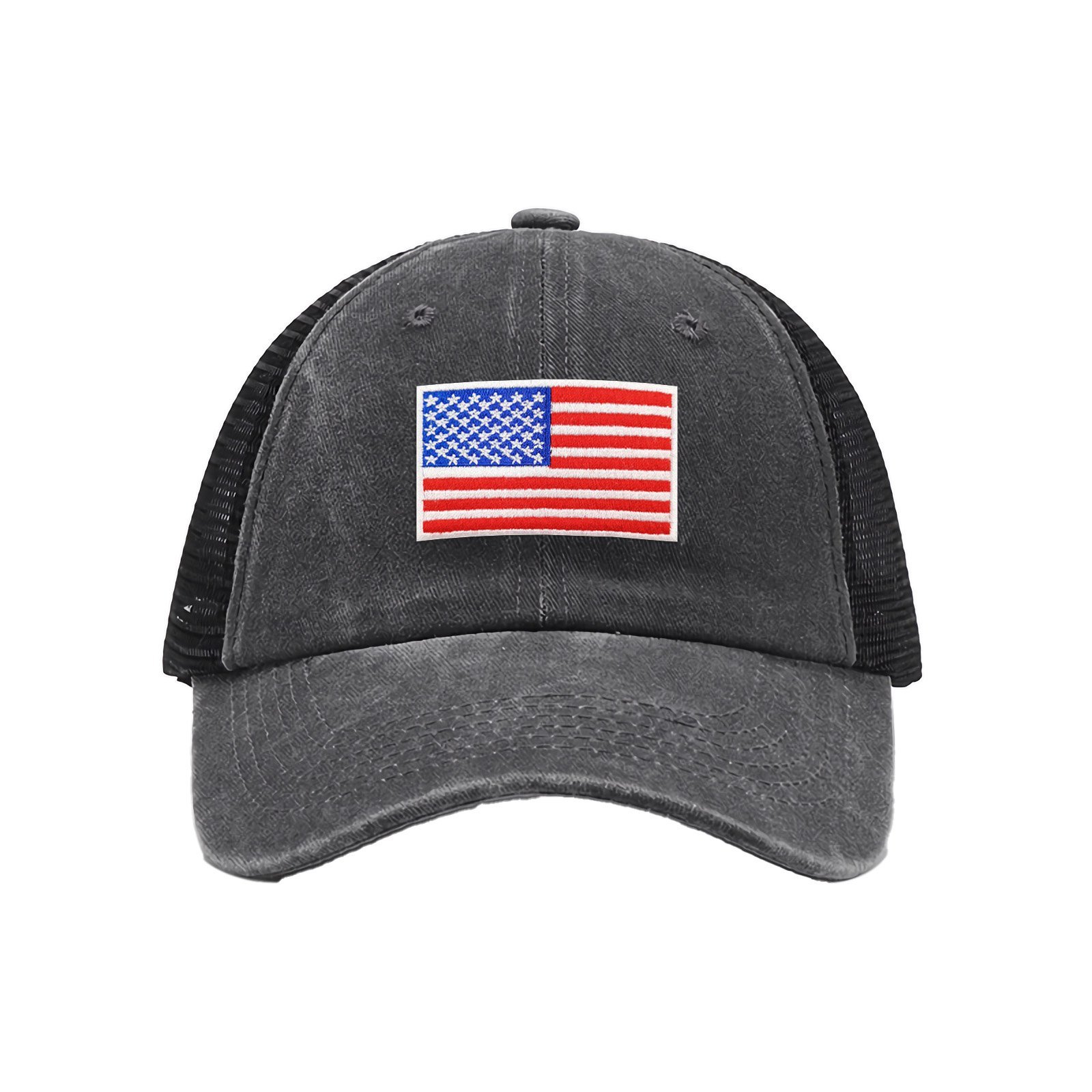 Cappellino da baseball con bandiera degli Stati Uniti ricamata, cappelli da cowboy in rete con bandiera degli Stati Uniti, cappellino da camionista americano per uomo e donna - Image 4