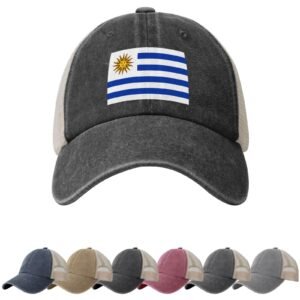 Uruguay Flag Sun Hats for Men Women Flag of Uruguay Cowboy Mesh Baseball Cap Uruguayan Trucker Hat