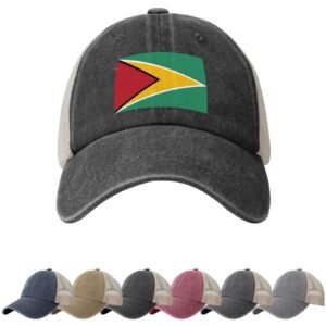 Guyana Flag Sun Hats for Men Women Flag of Guyana Cowboy Mesh Baseball Cap Guyanese Trucker Hat