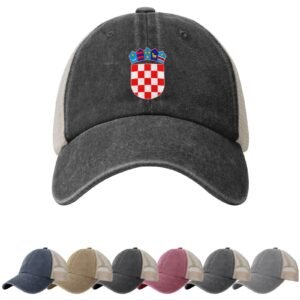 Coat of Arms of (Croatia) Sun Hats for Men Women (Croatia) Emblem Cowboy Mesh Baseball Cap Croatian Trucker Hat