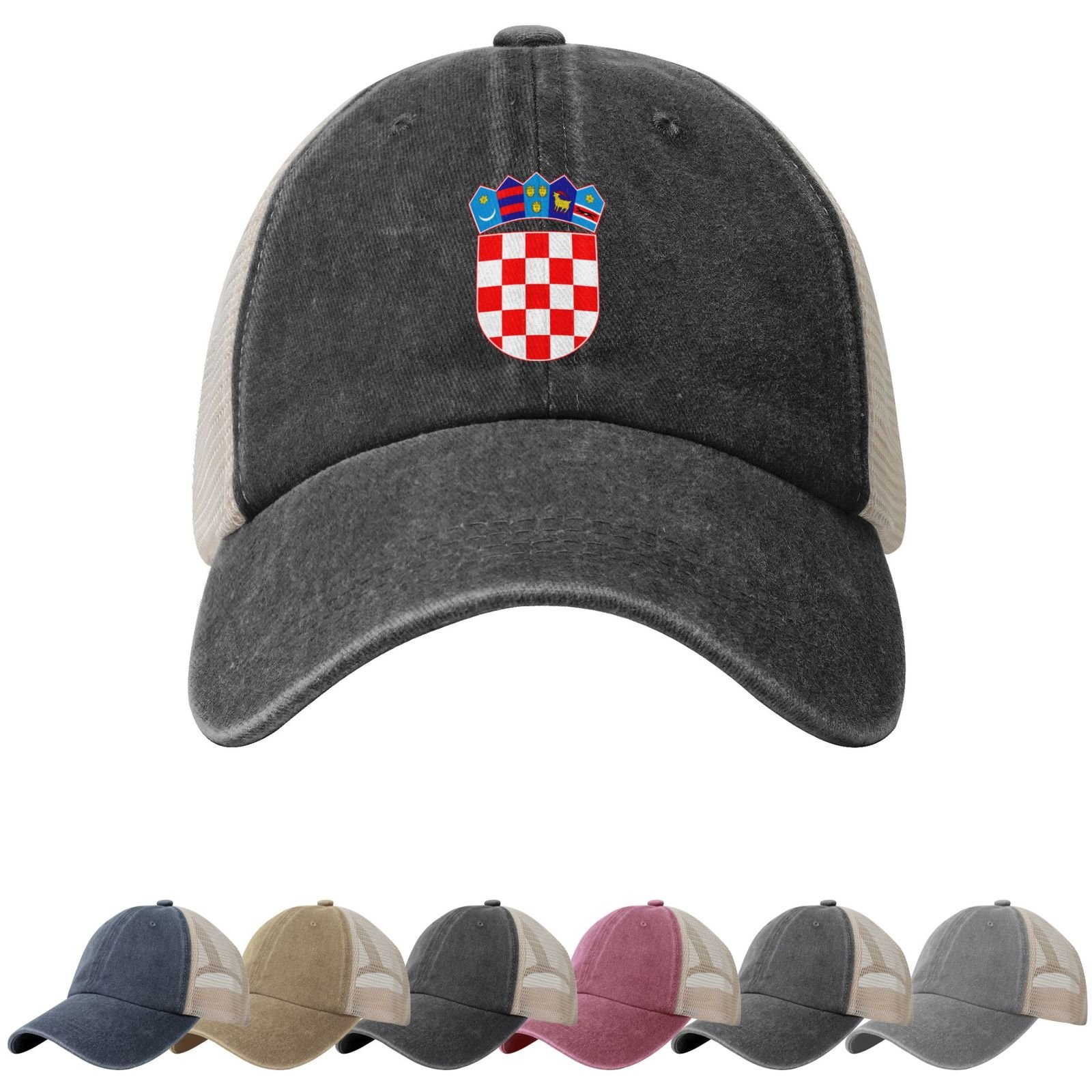Coat of Arms of (Croatia) Sun Hats for Men Women (Croatia) Emblem Cowboy Mesh Baseball Cap Croatian Trucker Hat