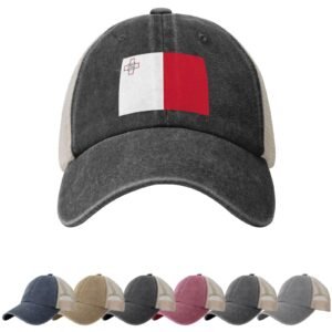 Malta Flag Sun Hats for Men Women Flag of Malta Cowboy Mesh Baseball Cap Maltese Trucker Hat