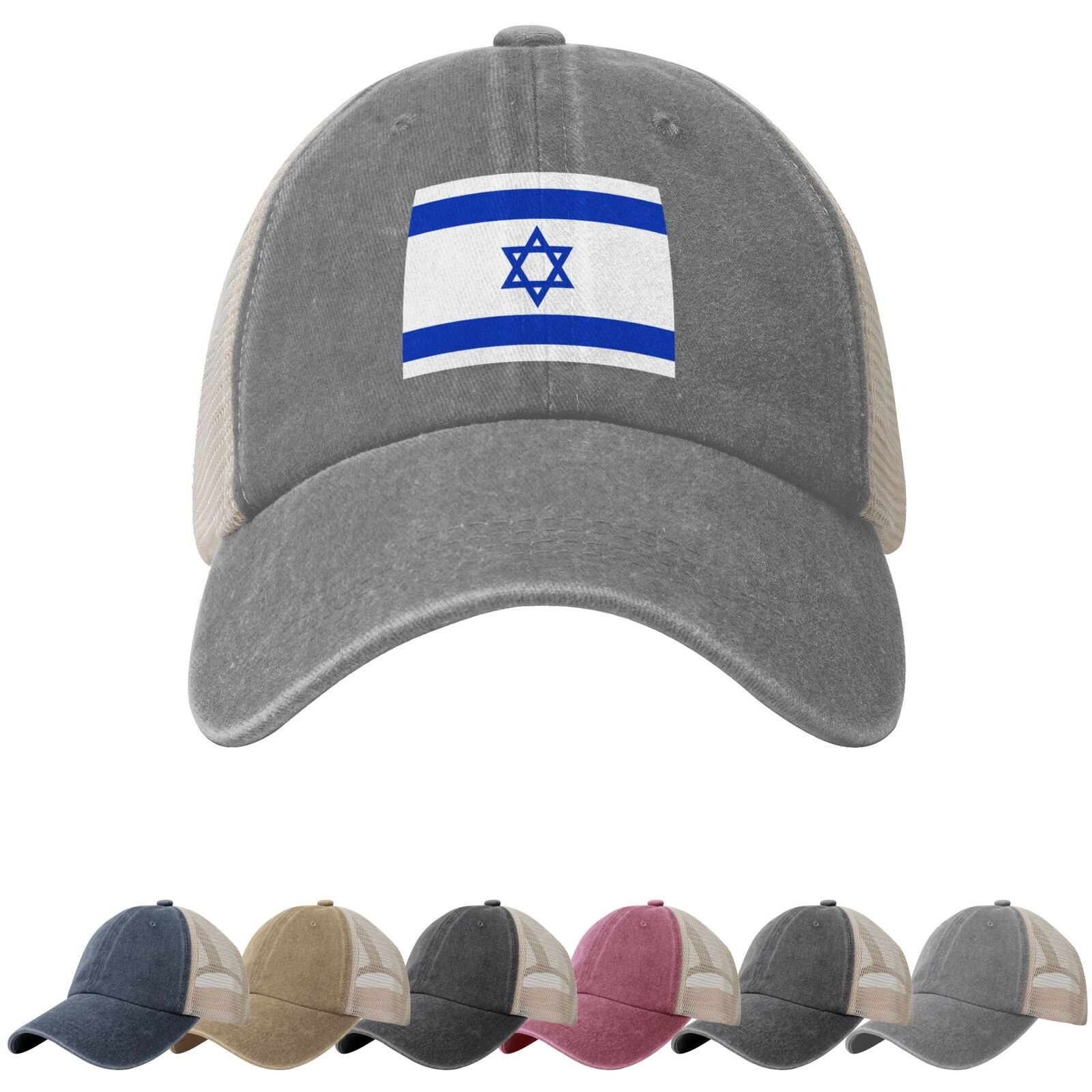 Zonnehoeden met de Israëlische vlag voor mannen en vrouwen, cowboypet met mesh-onderkant, truckerpet met Israëlische vlag. - Image 6
