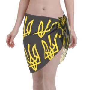 Women Short Sarongs Beach Wrap Ukraine Emblem for Ukrainians Swimsuit Short Skirt Chiffon Scarf