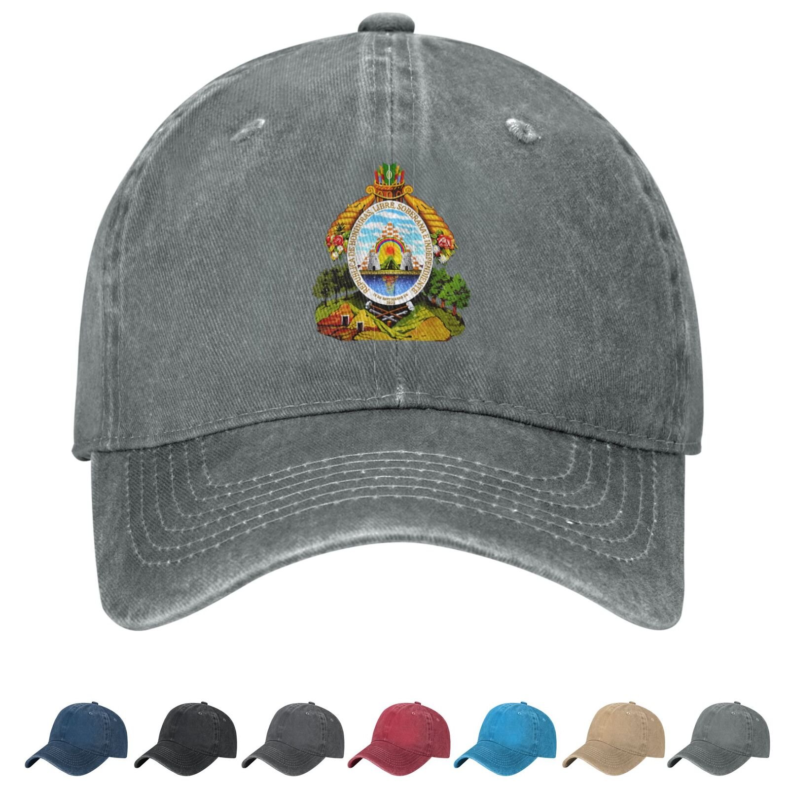 Coat of arms of Honduras Denim Baseball Cap Honduran Casual Unisex Vintage Adjustable Flag Trucker Hat Black - Image 3