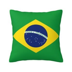 Square Throw Pillow Covers for Brazil Flag Pillowcase for Brazilians Couch Sofa Bedroom