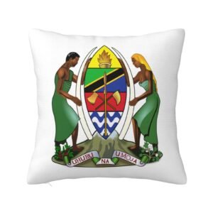 Square Throw Pillow Covers for Coat of Arms of Tanzania National Emblem Pillowcase for Tanzanian Couch Sofa Bedroom