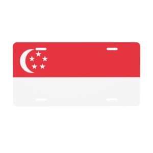Singapore Flag License Plate Singaporean Decorative Car Plate Front Back Cover Metal Aluminum 6x12 Inch 4 Holes