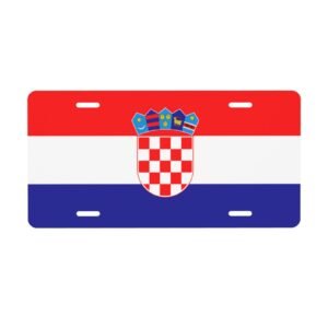 (Croatia) Flag License Plate Croatian Decorative Car Plate Front Back Cover Metal Aluminum 6x12 Inch 4 Holes