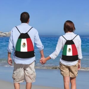 Flag Of Mexico Drawstring Backpack Yoga Beach Sackpack Lightweight Gym Sports String Bag Outdoor Decor