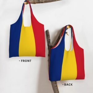 Romania Canvas Tote Bags For Women Men Reusable Shopping Grocery Romanian National Flag Bag
