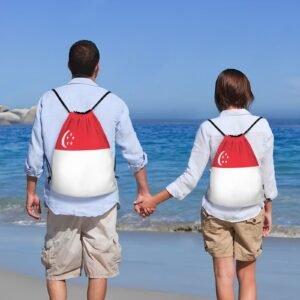 Singapore Drawstring Backpack Yoga Beach Sackpack Lightweight Gym Sports String Singaporean Bag Outdoor Decor