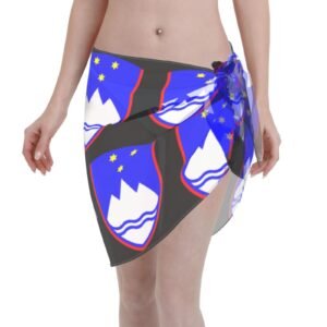 Women Short Sarongs Beach Wrap Slovenia Emblem for Slovenian Swimsuit Short Skirt Chiffon Scarf