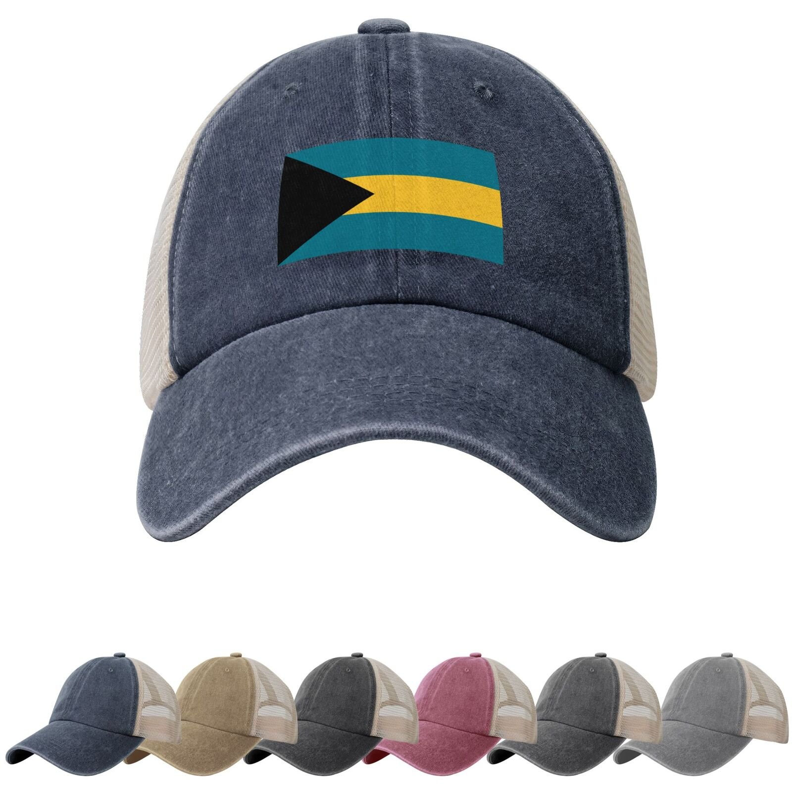 Bahamas Flag Sun Hats for Men Women Flag of Bahamas Cowboy Mesh Baseball Cap Bahamian Trucker Hat - Image 4