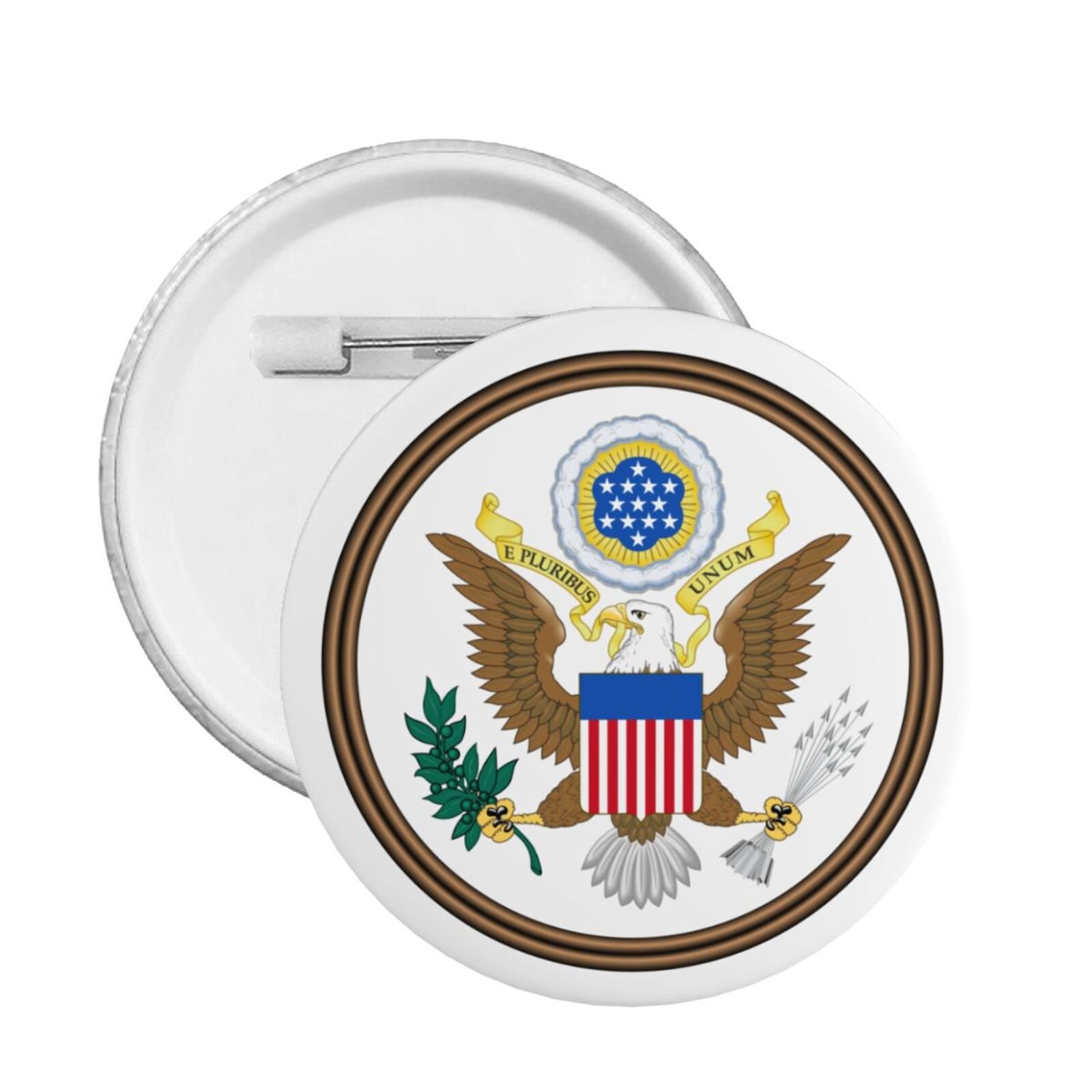 5Pcs Coat of Arms of United States Round Button Badge Support United States Emblem Pin American Decorations