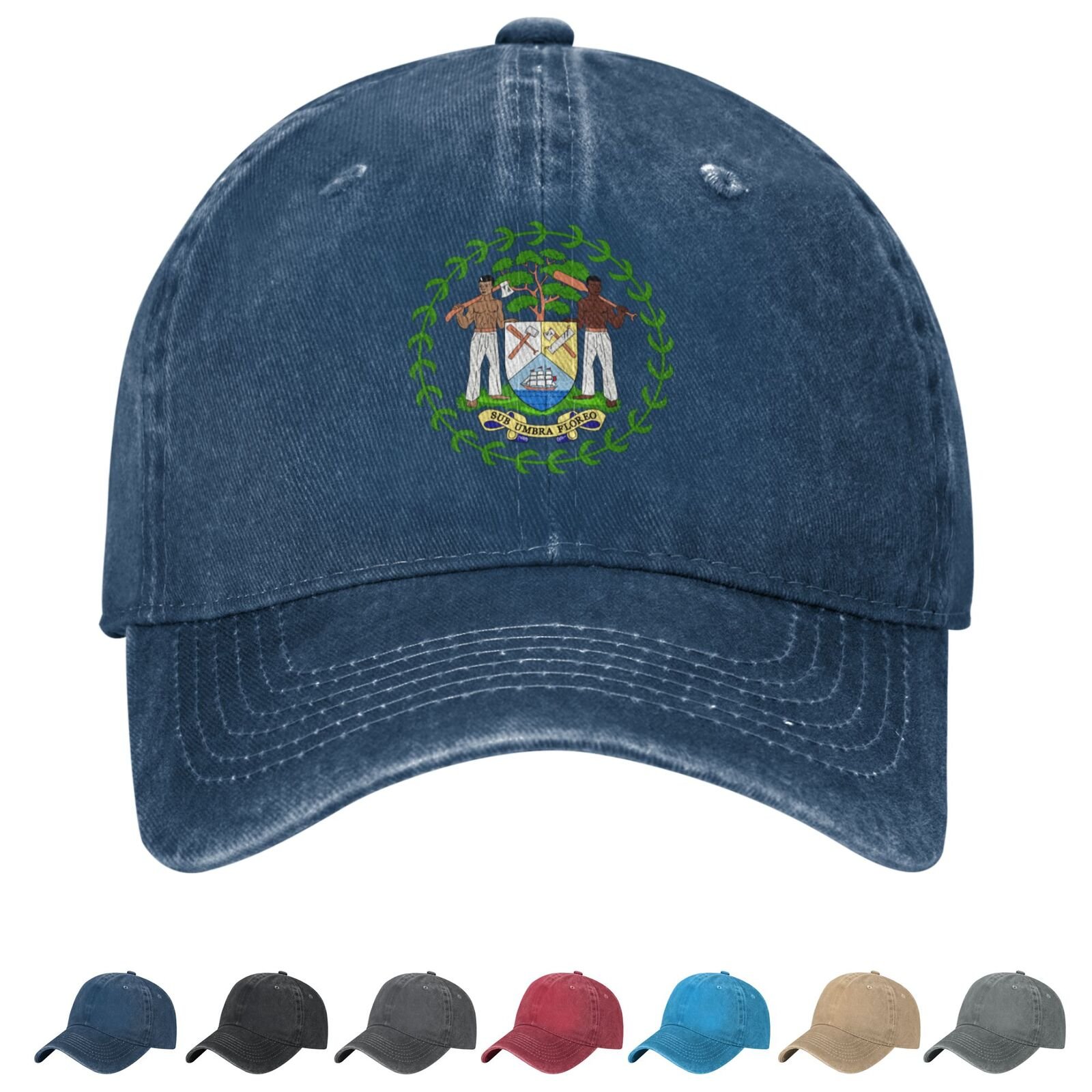 Coat of arms of Belize Denim Baseball Cap Belizean Casual Unisex Vintage Adjustable Flag Trucker Hat Black - Image 6