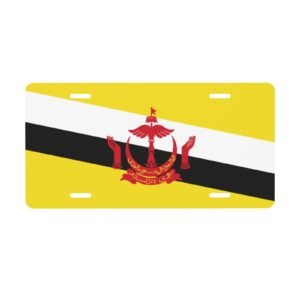 Brunei Flag License Plate Bruneian Decorative Car Plate Front Back Cover Metal Aluminum 6x12 Inch 4 Holes