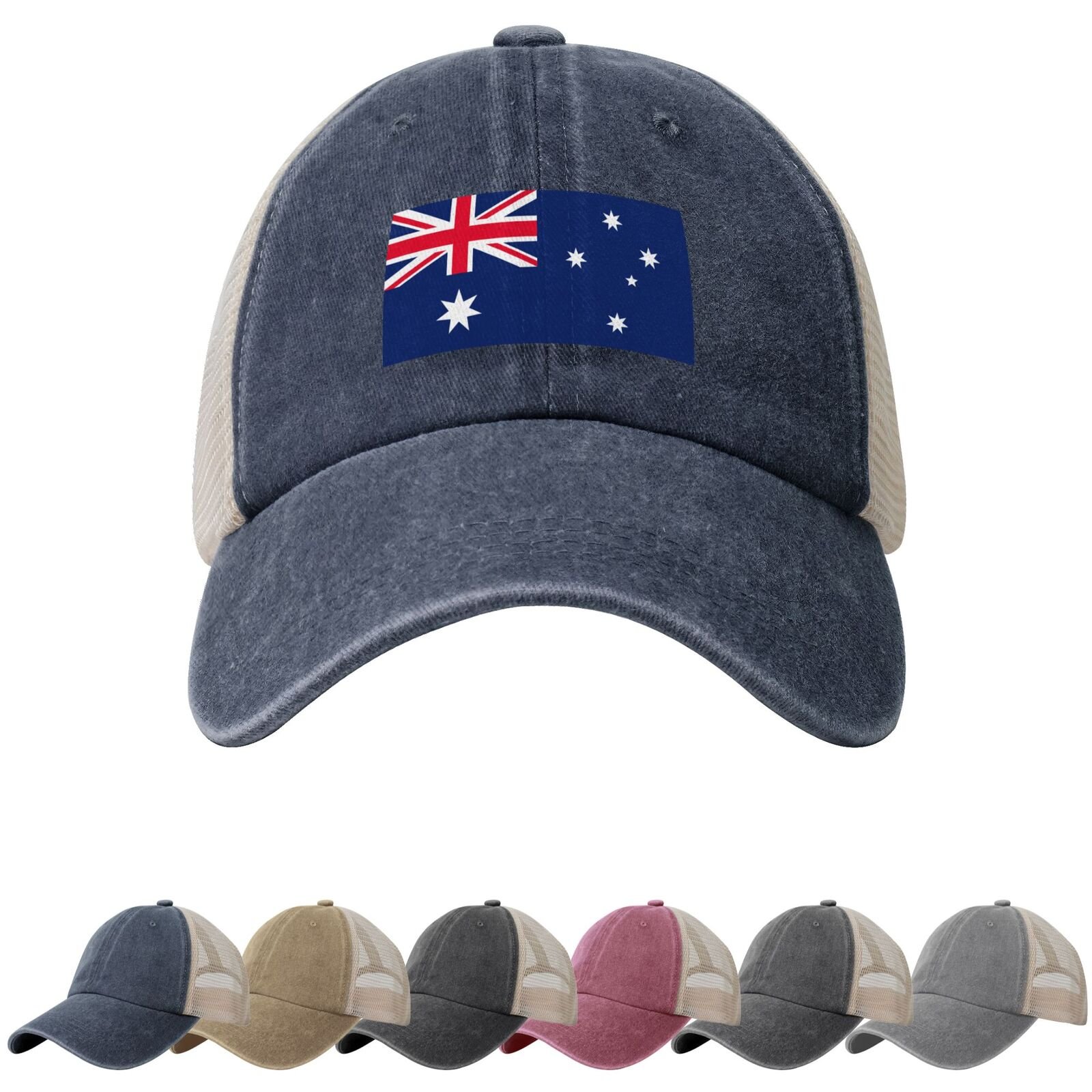 Australia Flag Sun Hats for Men Women Flag of Australia Cowboy Mesh Baseball Cap Australian Trucker Hat - Image 4