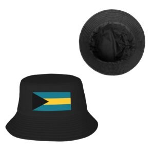 Bahamas Bucket Hats for Men Women Flag of Bahamas Outdoor Summer Fishing Hat Black