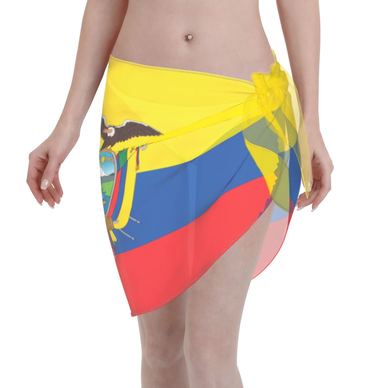 Pareo corto da donna dell'Ecuador, copricostume da spiaggia per costume da bagno ecuadoriano, gonna corta, sciarpa in chiffon