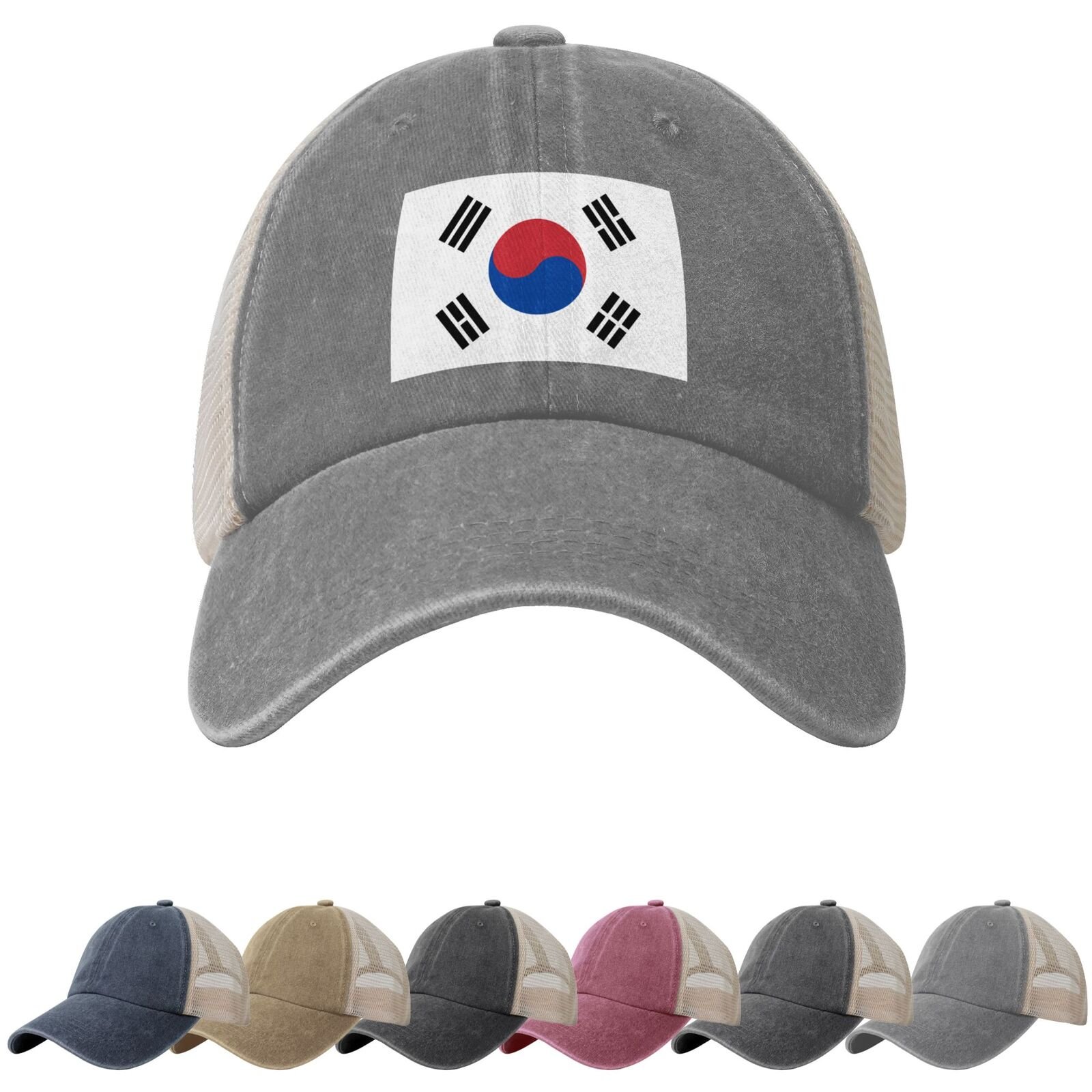 Korea Flag Sun Hats for Men Women Flag of Korea Cowboy Mesh Baseball Cap Korean Trucker Hat - Image 6
