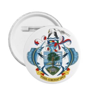 5 stuks ronde badges met het wapen van de Seychellen (Seychellen), embleemspeld, Seychelse decoratie