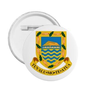 5 stuks ronde badges met het wapen van Tuvalu, ondersteuning voor het embleem van Tuvalu, speldje met Tuvalu-motief.