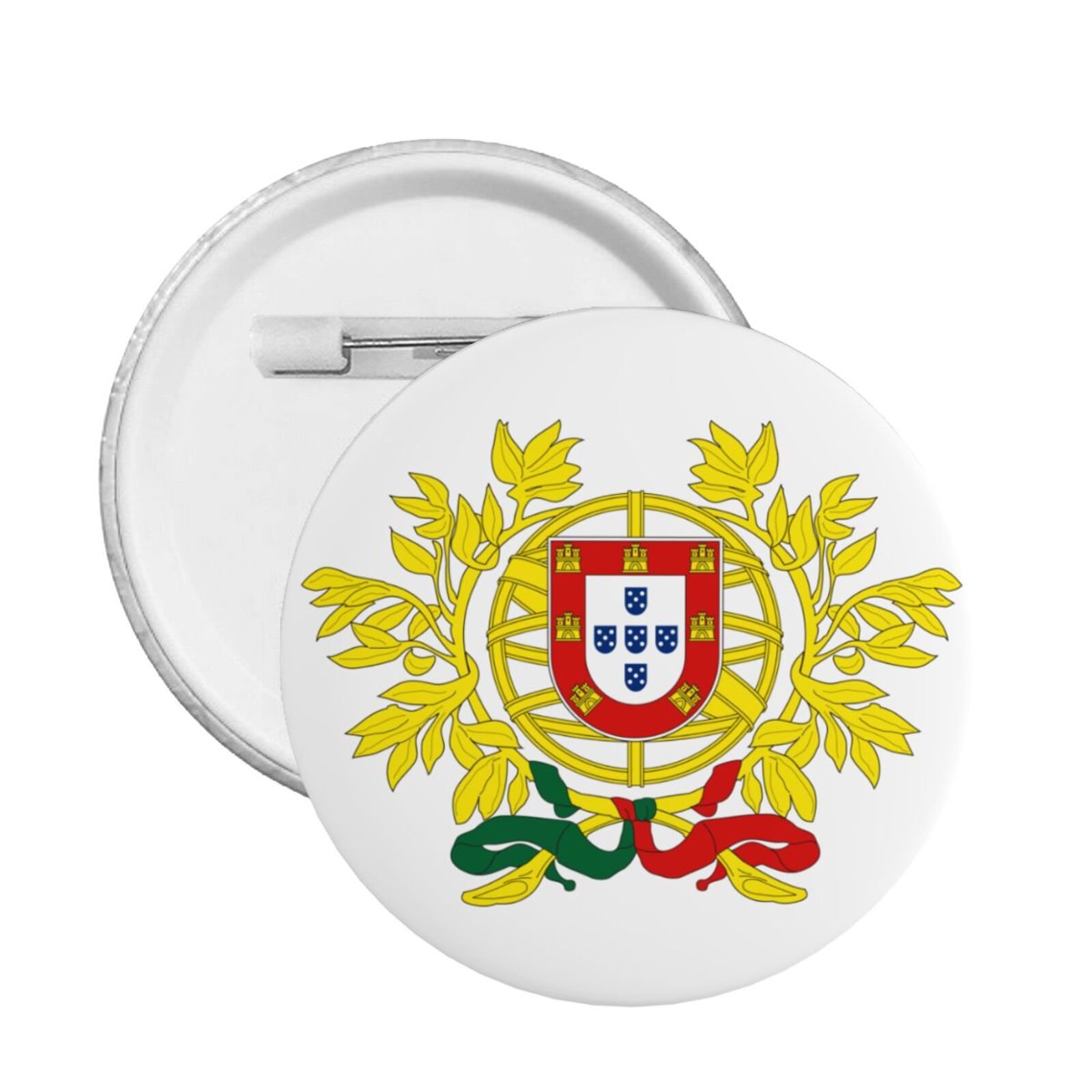 5Pcs Coat of Arms of Portugal Round Button Badge Support Portugal Emblem Pin Portuguese Decorations