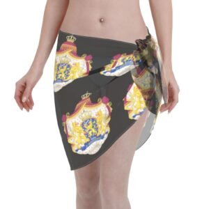 Women Short Sarongs Beach Wrap Netherlands Emblem for Dutch Swimsuit Short Skirt Chiffon Scarf