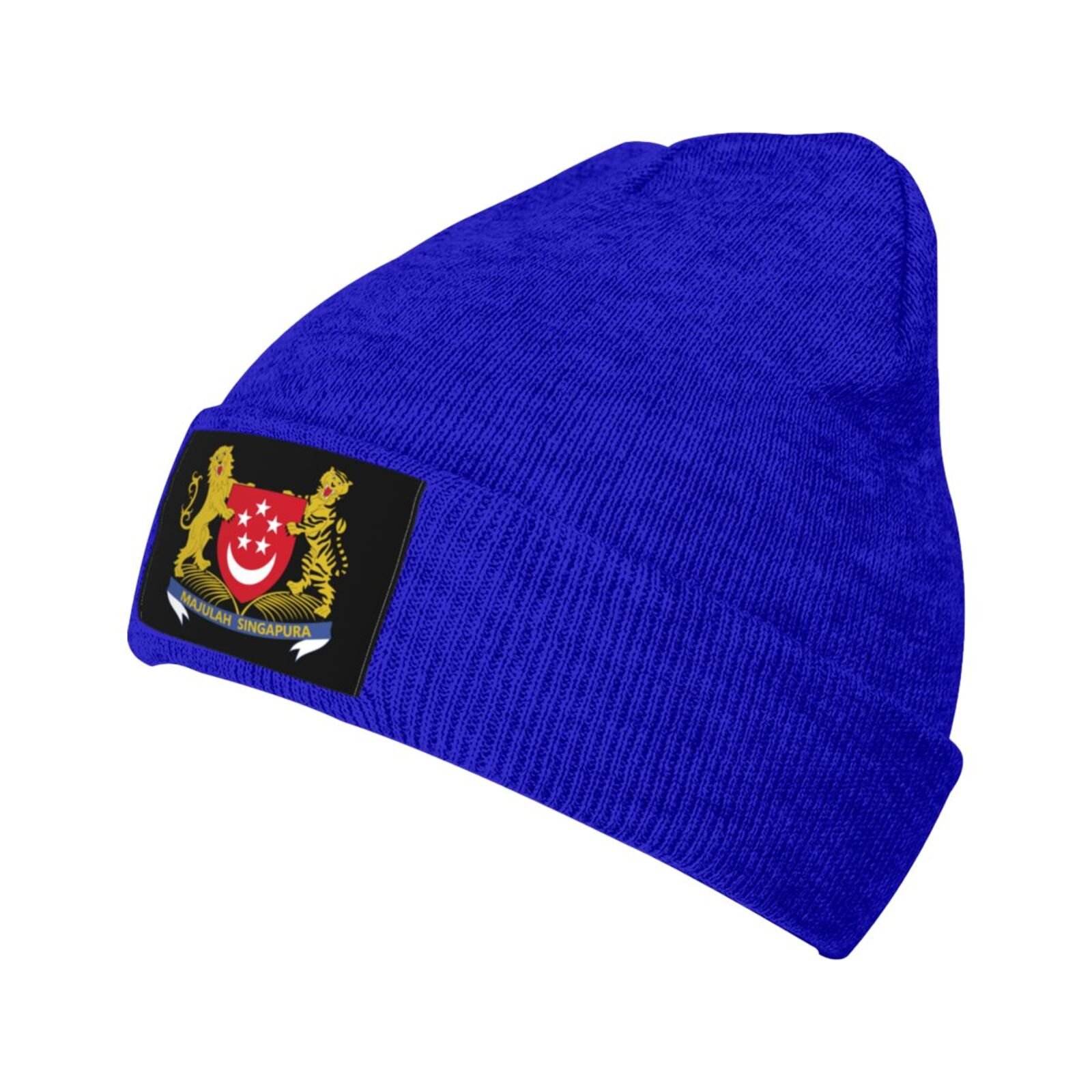 coat of arms of singapore knit beanie hat singapore emblem knitted cap for singaporean winter outdoor men women