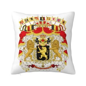 Square Throw Pillow Covers for Coat of Arms of Belgian National Emblem Pillowcase for Belgium Couch Sofa Bedroom