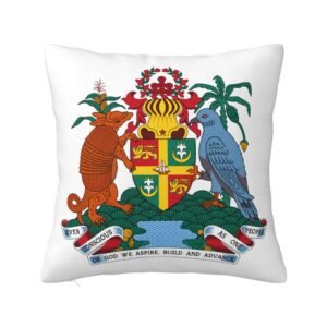 Square Throw Pillow Covers for Coat of Arms of Grenada National Emblem Pillowcase for Grenadian Couch Sofa Bedroom