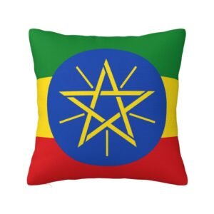 Square Throw Pillow Covers for Ethiopia Flag Pillowcase for Ethiopian Couch Sofa Bedroom