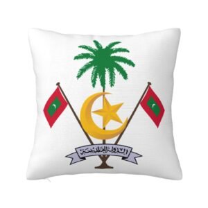 Square Throw Pillow Covers for Coat of Arms of Maldives National Emblem Pillowcase for Maldivian Couch Sofa Bedroom