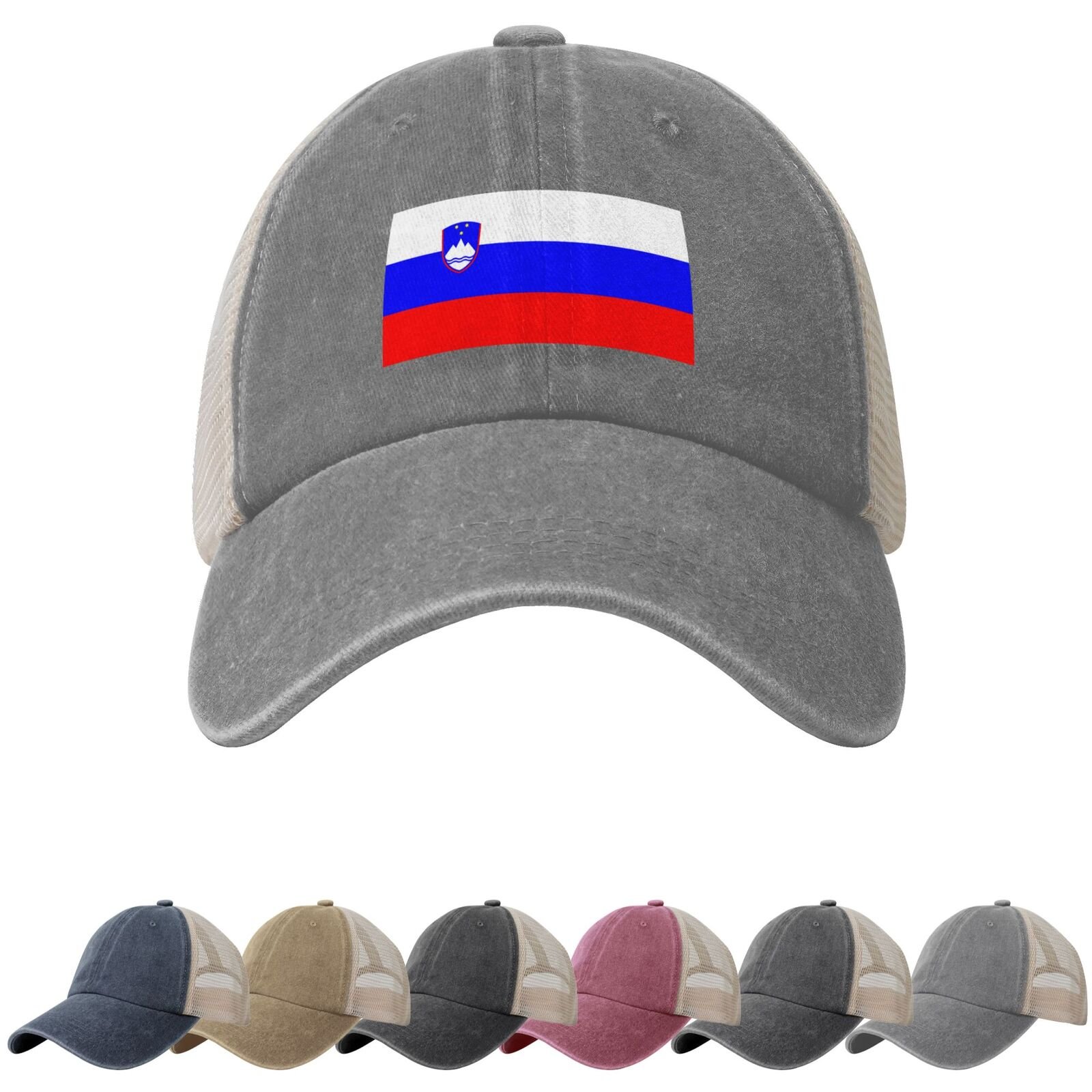 Slovenia Flag Sun Hats for Men Women Flag of Slovenia Cowboy Mesh Baseball Cap Slovenian Trucker Hat - Image 6
