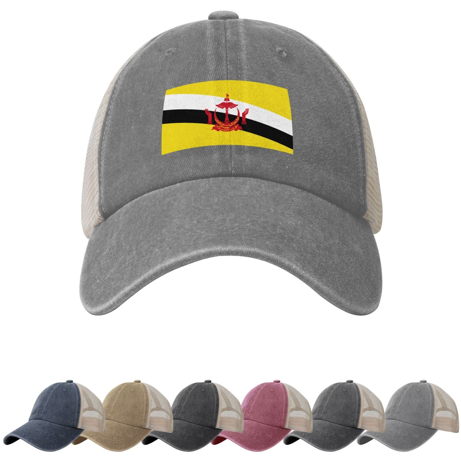 Brunei Flag Sun Hats for Men Women Flag of Brunei Cowboy Mesh Baseball Cap Bruneian Trucker Hat - Image 6