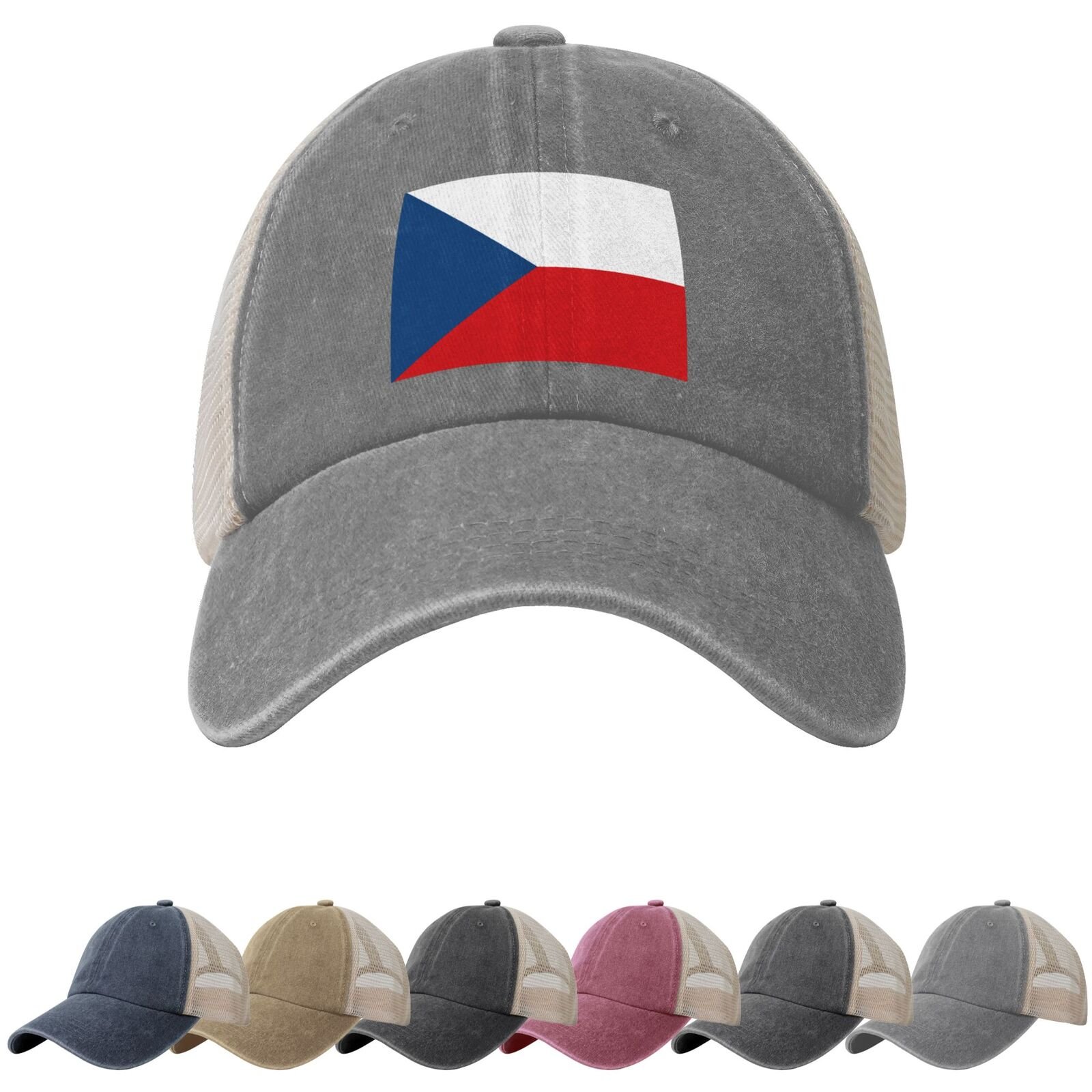 Czech Flag Sun Hats for Men Women Flag of Czech Cowboy Mesh Baseball Cap Trucker Hat - Image 6